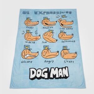 Dog Man Super Soft Plush Blanket, Blue and Orange Character 60x90 Inches